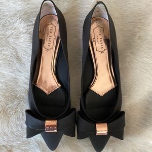 Ted Baker Ilebdi Black Satin Bow Flats